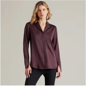 RHONE Women’s Deep Purple Casual Button Down Shirt Medium